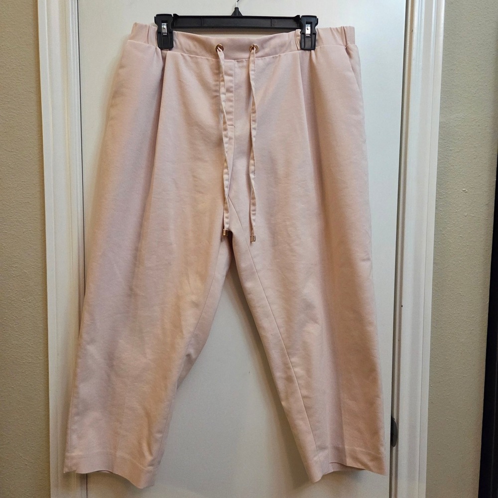 Calvin Klein Blush Pink Cropped Tapered Drawstring Pants Large